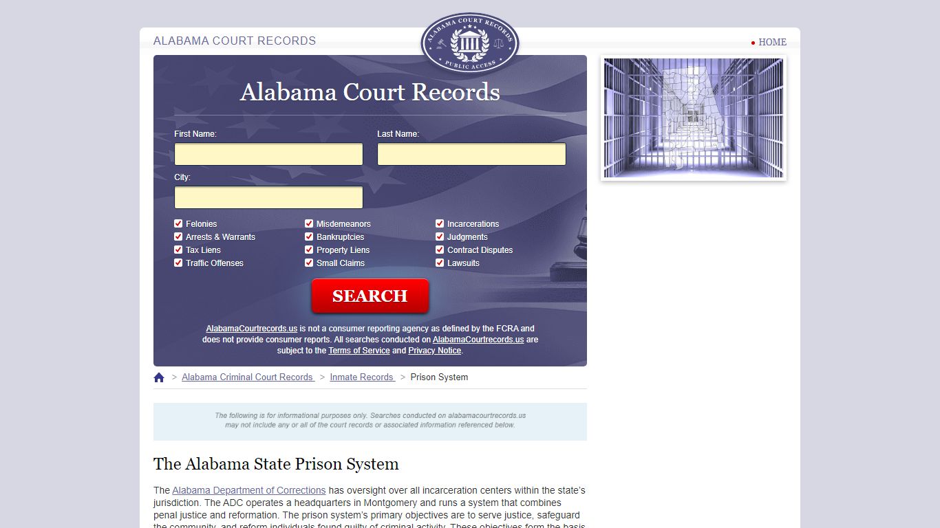 The Alabama State Prison System | AlabamaCourtRecords.us